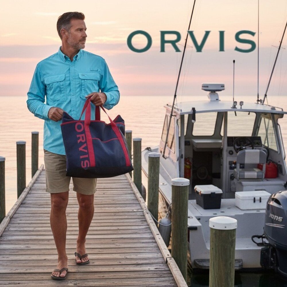 Orvis Large Navy Nylon Tote Bag Red Logo Travel Utility Outdoor Carry-On